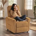 Poltrona Relax Reclinável Manual Estofada em Veludo com Apoio para Pés 73x86x100 cm Marrom