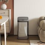 Balde de Lixo Automático para Cozinha 48 L Sensor Infravermelho Fechamento Automático Antimarcas Aço Inoxidável 33x25x69 cm Prata