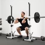 Suporte para Barras de Pesos Ajustável 2 Peças de Aço Treinamento em Casa Peso 200 kg 58,5x75,5x136 - 176 cm Prata e Preto