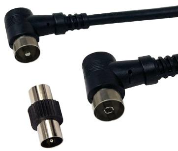Cabo RF 90º Macho - Femea c/ Adaptador (1,5 mts) - Preto