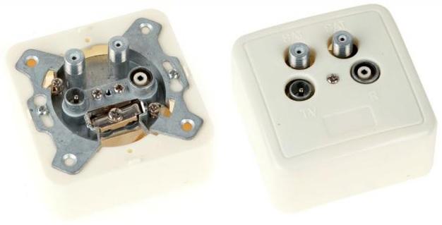 Tomada Antena Exterior (2x SAT / TV / FM) Terminal - CABLETECH