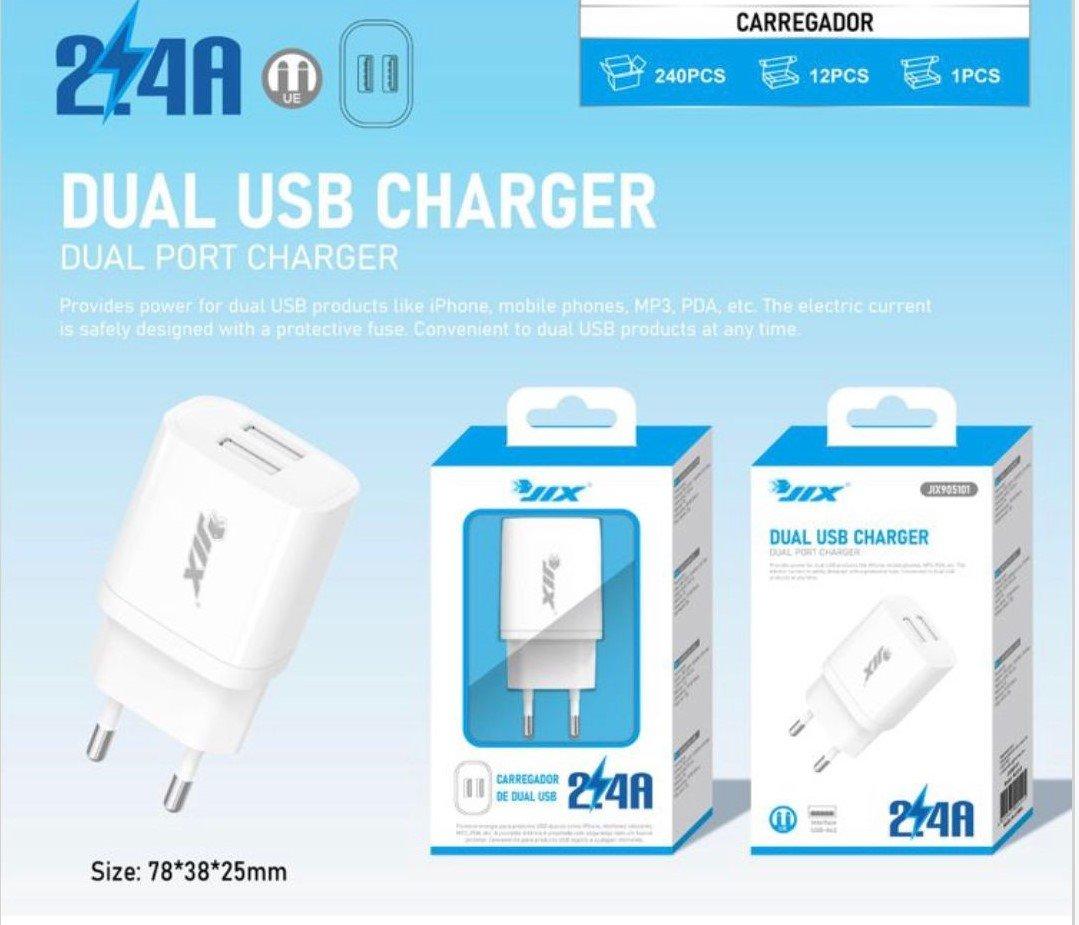 Carregador USB Duplo 2.4A