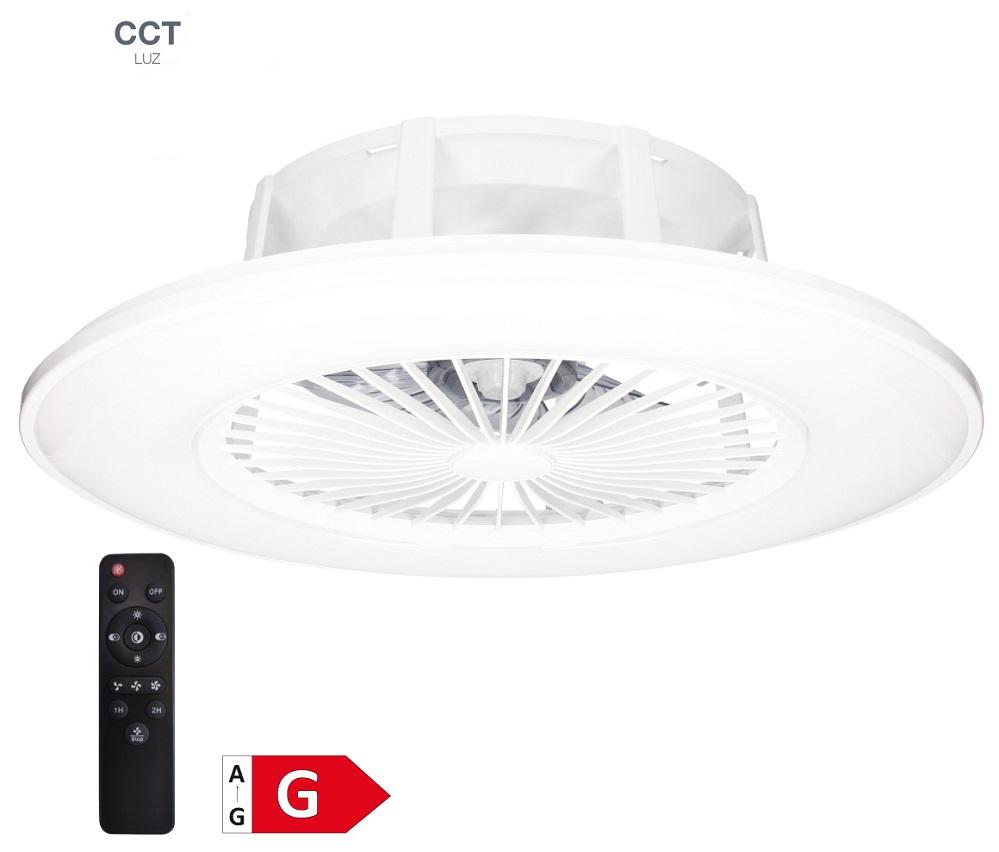 Ventoinha de Teto Ø56cm c/ Iluminação LED CCT Regulável c/ Comando (Branco) - GSC