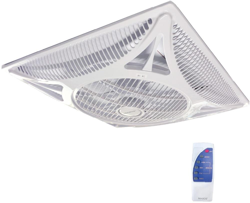 Ventoinha de Teto 3 Velocidades Encastre Orathy 80W c/ Controlo Remoto (59,5 x 59,5 cm) - NIAROS