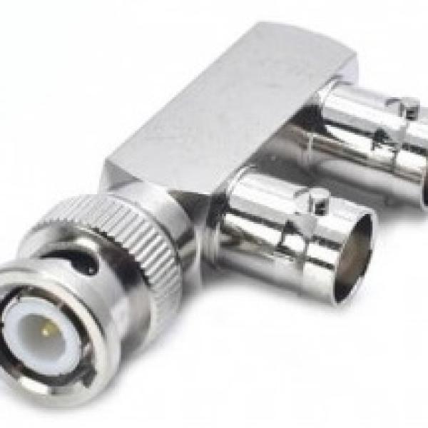 Ficha Adaptadora BNC Macho - 2x BNC Femea