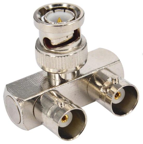 Ficha Adaptadora BNC Macho - 2x BNC Femea
