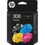 Tinteiro Original HP 308 Preto + Cor Pack de 2 6L6S6UE
