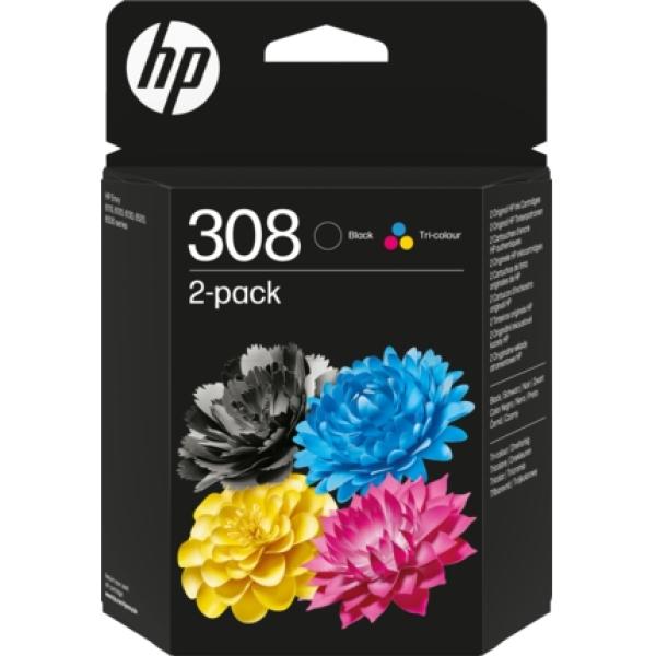 Tinteiro Original HP 308 Preto + Cor Pack de 2 6L6S6UE
