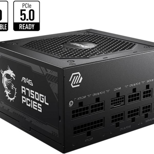 Fonte de Alimentação ATX MAG A750GL PCIE5 750W ATX 3.0/PCIe 5.0 80 Plus Gold Full Modular - MSI