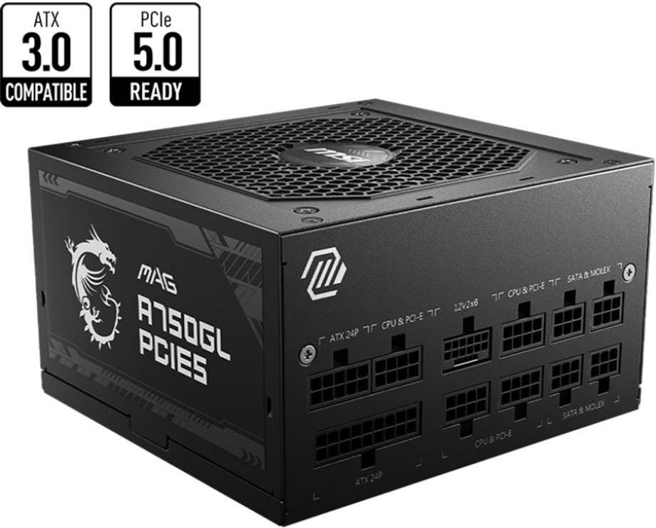 Fonte de Alimentação ATX MAG A750GL PCIE5 750W ATX 3.0/PCIe 5.0 80 Plus Gold Full Modular - MSI