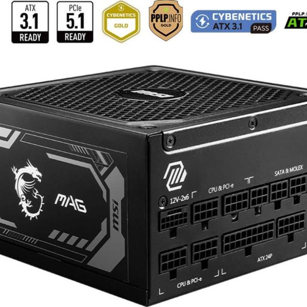 Fonte de Alimentação ATX MAG A1250GL PCIE 5.1 1250W 80 Plus Gold Full Modular - MSI