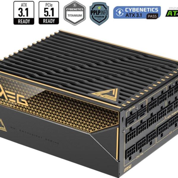 Fonte de Alimentação ATX MEG Ai1600T PCIE5 1600W 80 Plus Titanium Full Modular - MSI