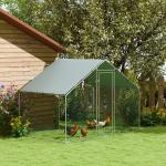 Galinheiro para Exterior 3x1,7x1,9 cm Galinheiro de Aço Galvanizado com Cobertura Anti UV para 5 - 8 Galinhas Prata
