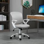 Cadeira de Oficina Ergonômica Basculante com Altura Ajustável Assento Giratório 360° Suporte Lombar e Malha Transpirável 61x61x89 - 99cm Cinza e Branco