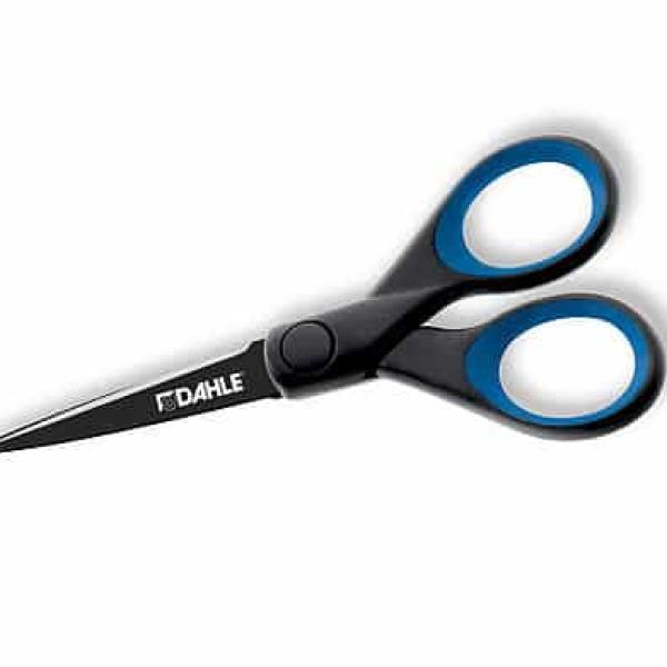 Tesoura de escritório Dahle 54305 13cm Revestida a titânio Revestimento antiaderente Cabos revestidos a borracha — Recondicionada