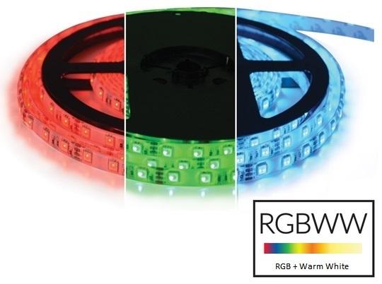Fita 300 LEDs SMD5050 Flexivel IP65 RGB+WW 12V (5 mts)
