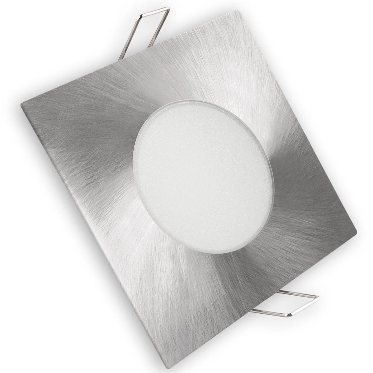Painel de LED Quadrado (9 x 9cm) IP65 5W Branco F. 6000K 350Lm - Aço Escovado