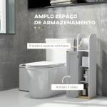 Armário Casa de Banho Armário com Prateleiras Ajustáveis e Suporte para Papel Higiénico 20x20x80 cm Branco