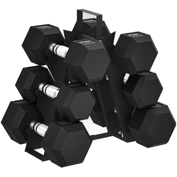 Conjunto de Halteres 2x4kg 2x6kg 2x8kg com Suporte de Armazenamento para Exercício e Treino Preto