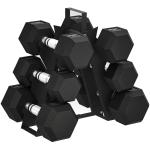Conjunto de Halteres 2x4kg 2x6kg 2x8kg com Suporte de Armazenamento para Exercício e Treino Preto