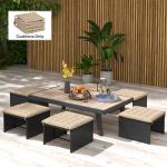 Conjunto de 6 Almofadas para Cadeiras de Jantar 40x40 cm 6 Peças Almofadas para Cadeiras de Jardim Acolchoadas com Fitas Caqui