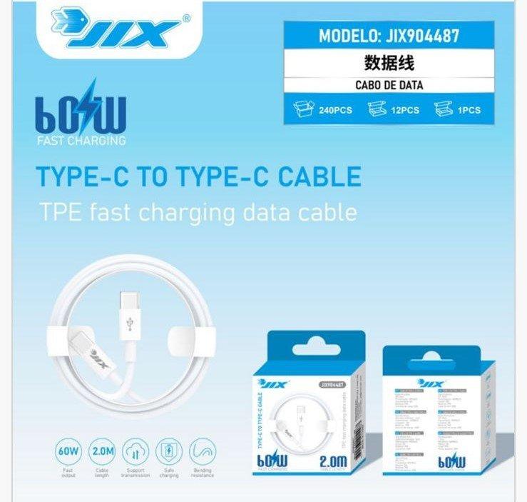 Cabo de Dados Type-C para Type-C 2M – TPE – PD 60W