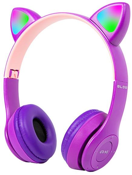 Auscultadores s/ Fios Bluetooth5.0 c/ Orelhas de Gato RGB (Rosa/Violeta) - BLOW