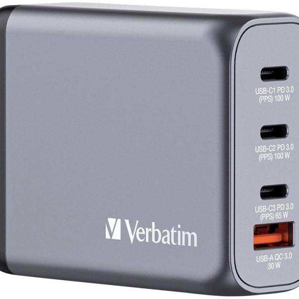 Carregador USB GNC - 100 GaN 100W 3x USB - C + 1x USB - A - VERBATIM