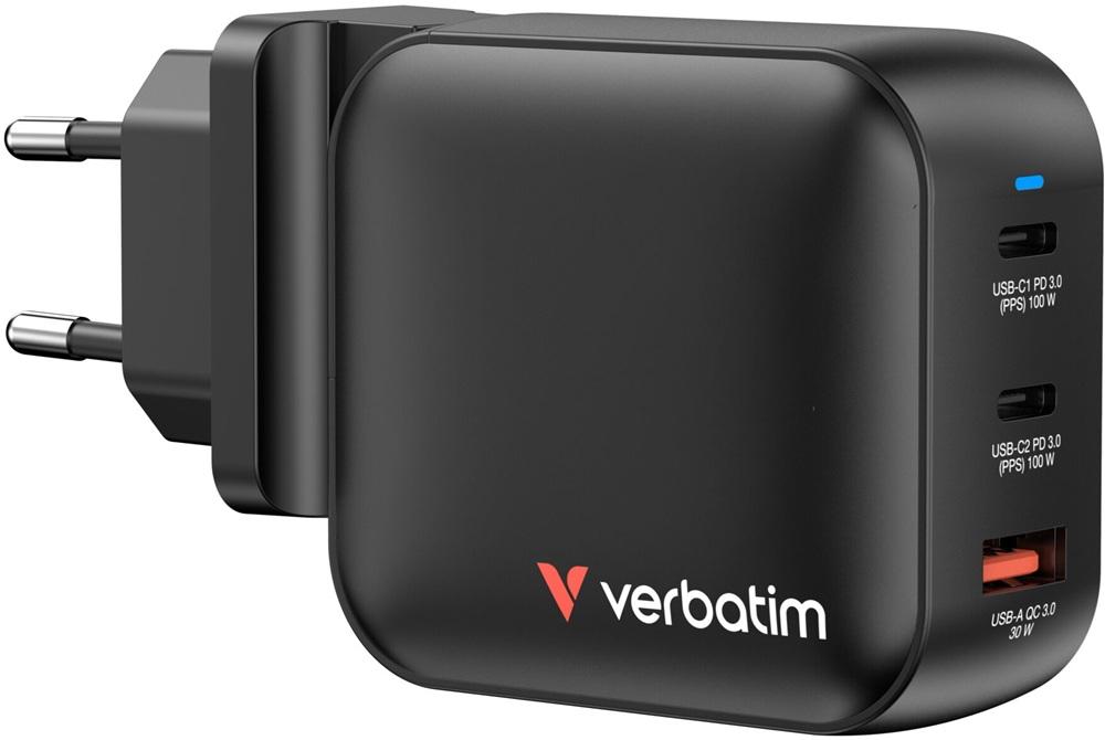 Carregador Universal 2x USB - C + 1x USB - A GaN 100W - VERBATIM