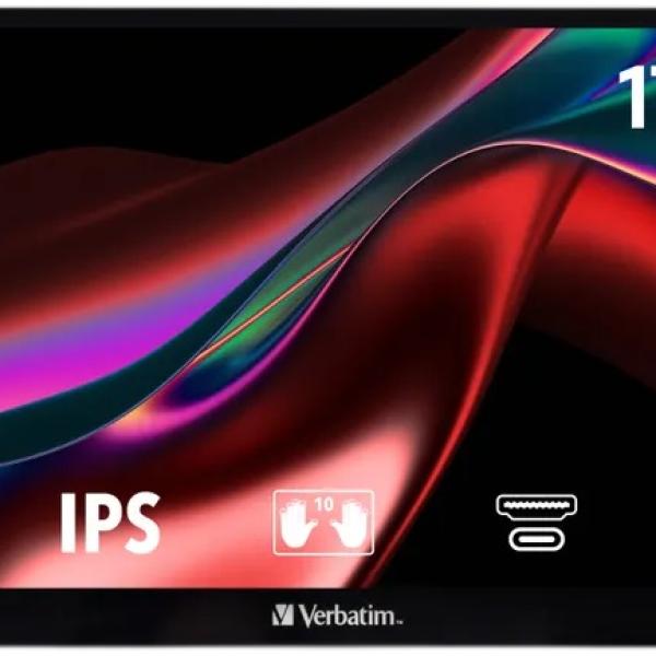 Monitor Portátil Touch IPS 17,3 PMT - 17 4K Ultra HD (Preto) - VERBATIM