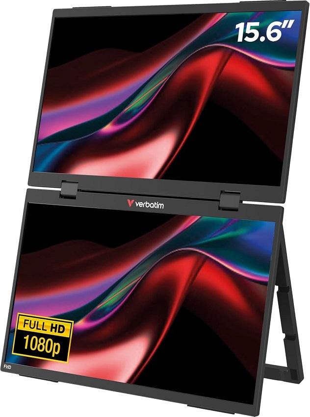 Monitor Duplo Portátil IPS 15,6 PMT - 15 Full HD 16:9 (Preto) - VERBATIM