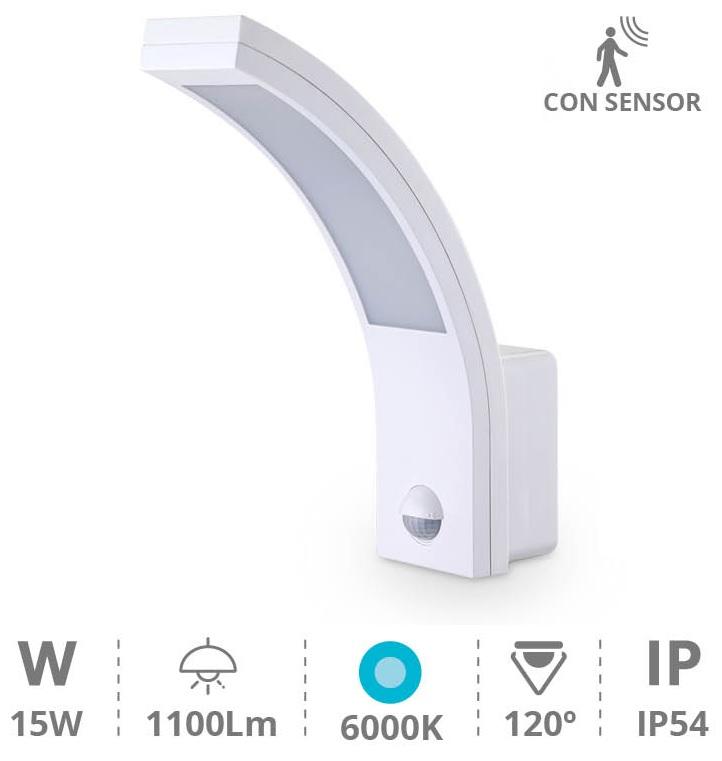 Candeeiro Interior/Exterior LED 15W 6000K 1200Lm c/ Sensor Movimento PIR (IP54) - GSC
