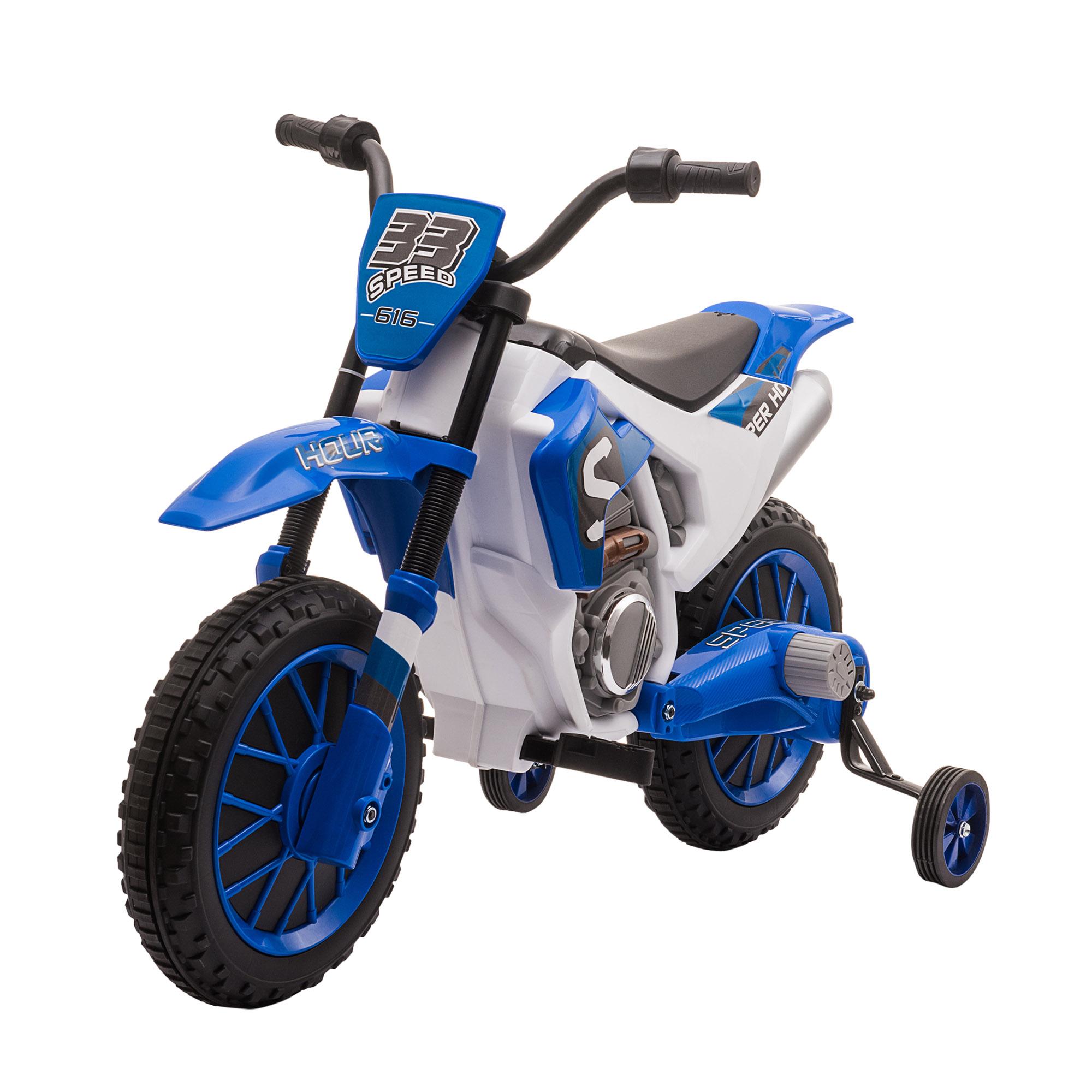 Mota Elétrica para Crianças acima de 3 Anos 12V Mota de Brinquedo Infantil com 2 Rodas de Equilíbrio Velocidade Máx. 8km/h Arranque Suave 106,5x51,5x68cm Azul