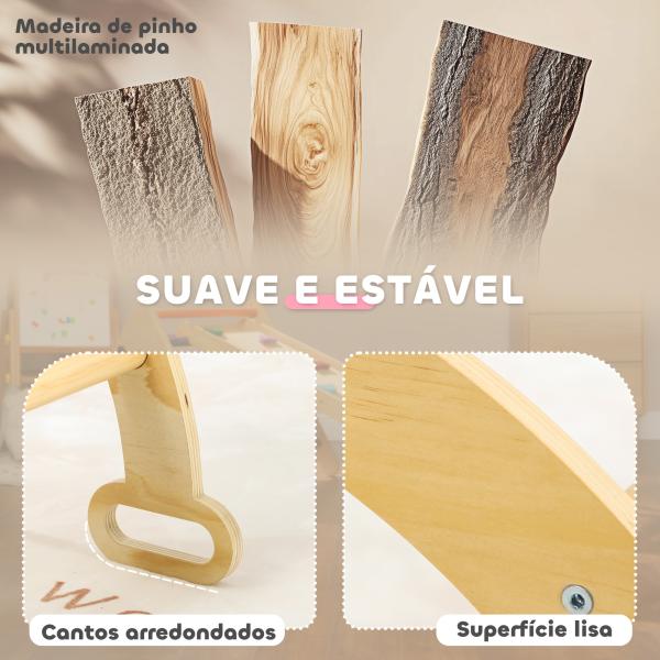 Arco de Aprendizagem para Crianças 2 em 1 Arco de Escalar para Crianças de 18 - 48 Meses Baloiço Bebés 68x42x36 cm Madeira