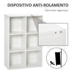 Estante para Livros Estante de Madeira de 3 Níveis com 6 Compartimentos de Armazenamento 65,5x30x97,5 cm Branco