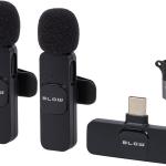 Pack 2x Microfones de Lapela s/ Fios USB - C e Lightning p/ Smartphone/Tablet (Preto) - BLOW