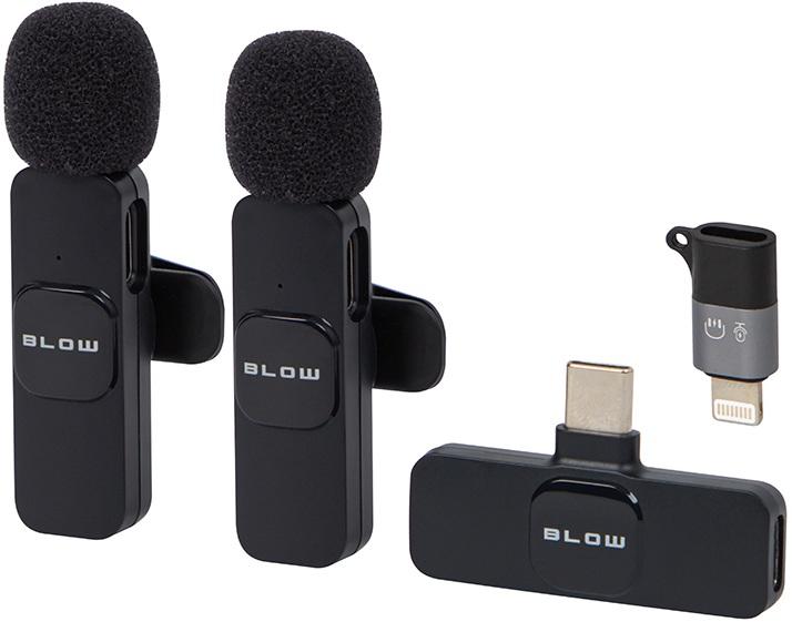 Pack 2x Microfones de Lapela s/ Fios USB - C e Lightning p/ Smartphone/Tablet (Preto) - BLOW
