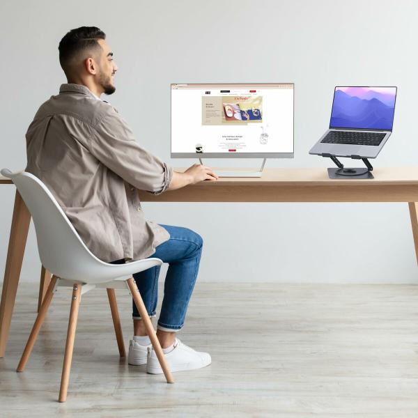 Suporte para laptop T'NB iClick Metal Inovador e funcional Rotação 360º