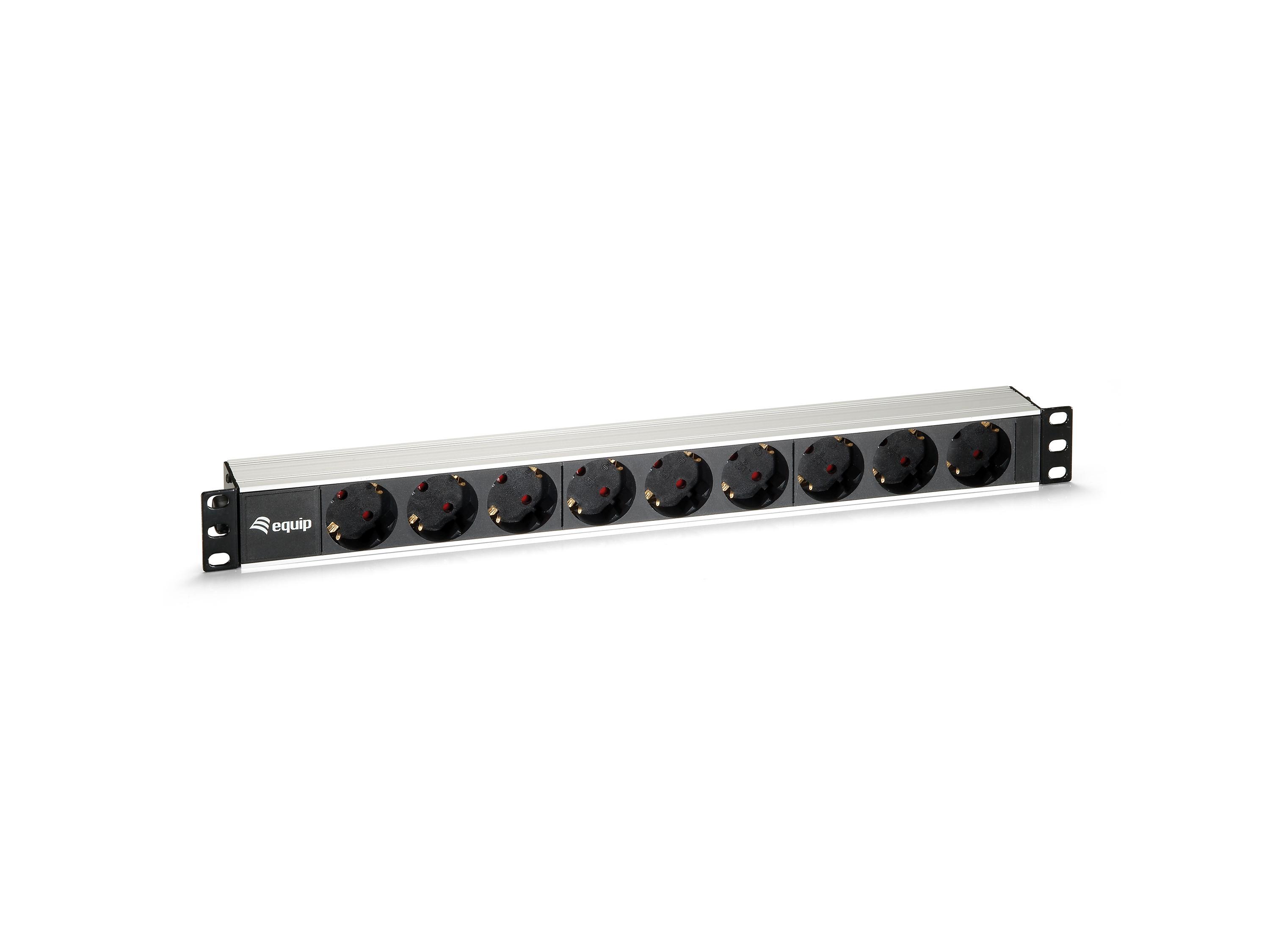 Régua 9 Tomadas CEE7/4 w. 19 Aluminio (1,8 mts) - EQUIP