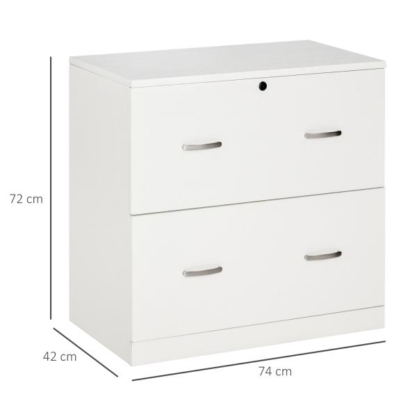 Arquivador de Escritório Armário de Arrumação de Escritório com Fechadura e 2 Chaves 74x42x72cm Branco