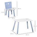 Conjunto de Mesa Infantil e 2 Cadeiras de Madeira Mesa com Cadeiras para Crianças de 2 - 4 Anos Branco e Azul
