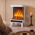 Lareira Elétrica 1000/2000 W com Chama LED Ajustável, até 15 - 20 m², 40,5 x 20 x 62 cm, Branca
