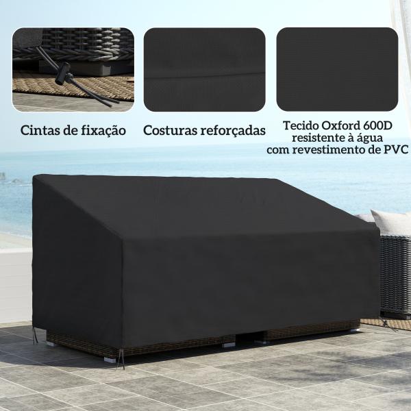 Capa Protetora para Móveis de Jardim 218x111x63 - 101 cm Cobertura de Móveis de Tecido Oxford 600D Impermeável para Sofás Bancos