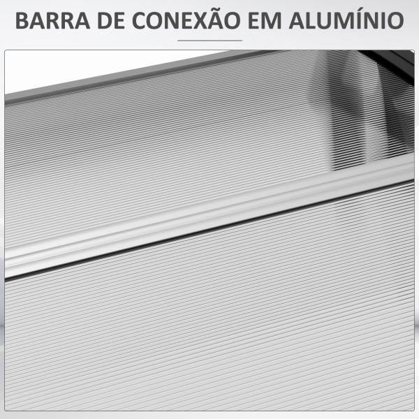 Marquise de Proteção 110x60cm Marquise Exterior para Portas e Janelas contra o Sol e Chuva com Suporte de PP Policarbonato Cinza