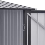 Abrigo de Jardim 0,92 m² 100x103x160cm de Aço Galvanizado com Porta Fechadura e Teto Inclinado para Armazenamento de Ferramentas Cinza Escuro
