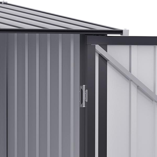 Abrigo de Jardim 0,92 m² 100x103x160cm de Aço Galvanizado com Porta Fechadura e Teto Inclinado para Armazenamento de Ferramentas Cinza Escuro