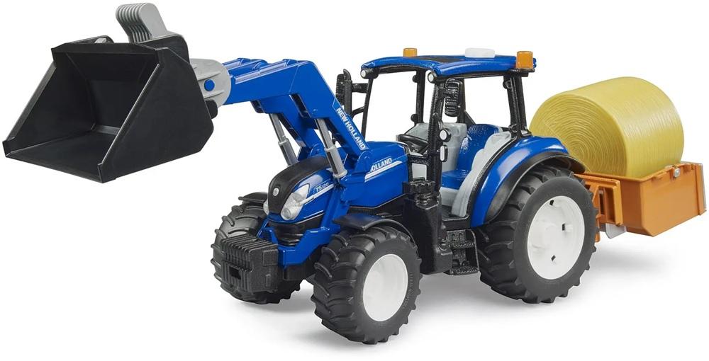 Trator New Holland T5.120 com Pá e Atrelado - BRUDER