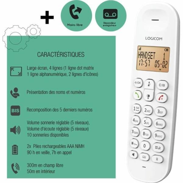 Telefone sem fios Logicom DECT ILOA 155T SOLO Branco