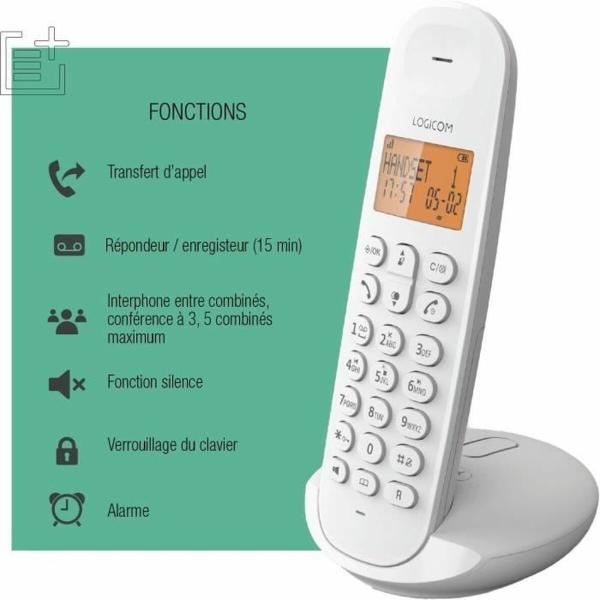 Telefone sem fios Logicom DECT ILOA 155T SOLO Branco