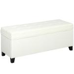 Banco de Armazenamento com 2 Dobradiças de Segurança Tampa Rebatível para Sala de Estar Quarto 120x40x48 cm Creme